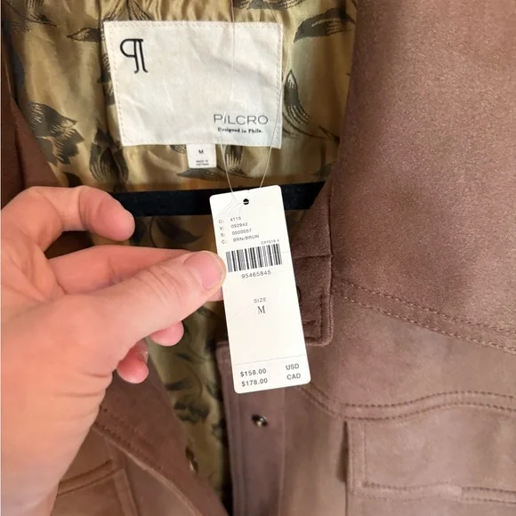 Anthropologie Pilcro Tillie Faux Suede Shacket cocoa size M - Picture 6 of 7